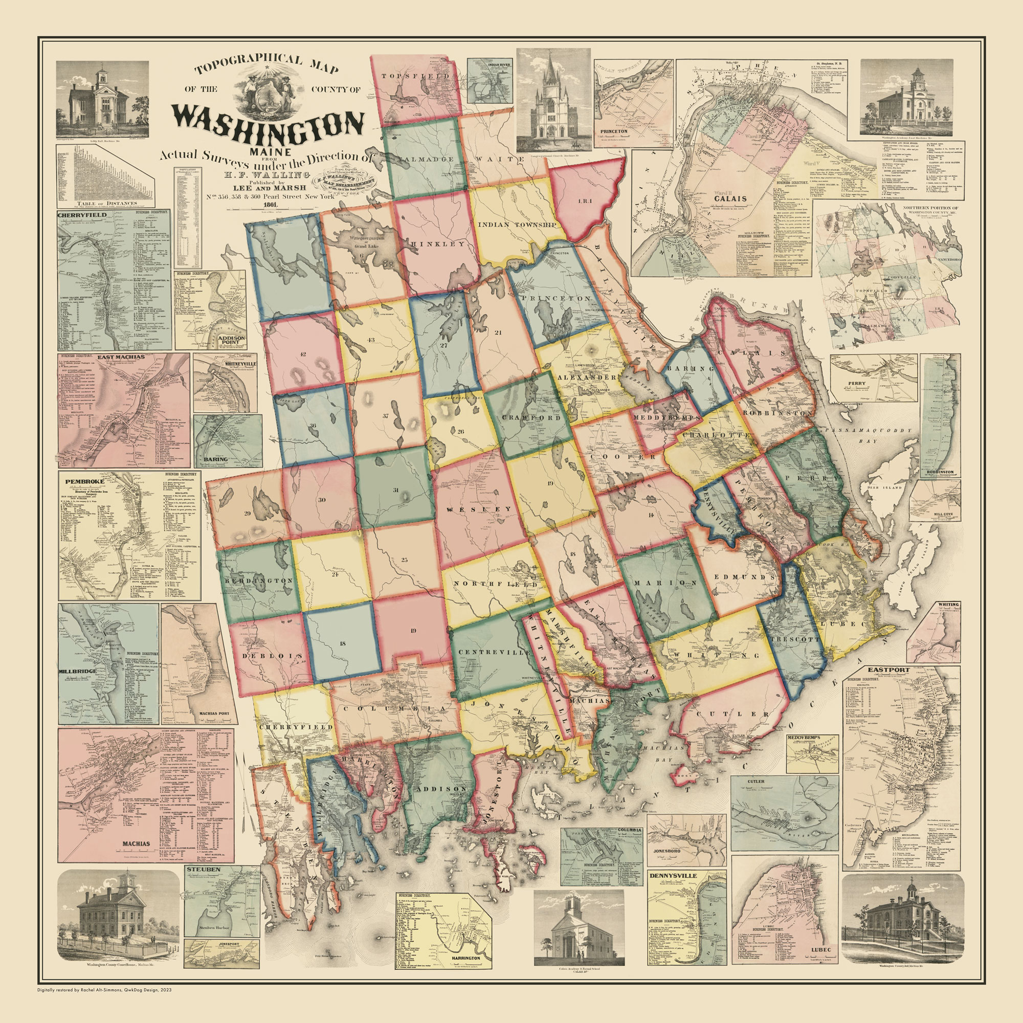 Lee and Marsh Washington County Survey Map of 1861